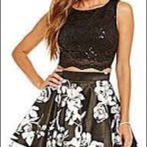 Jodi Kristopher Black and White Floral Dress